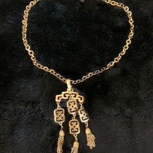 Trifari Crown tassel necklace with matching earrings